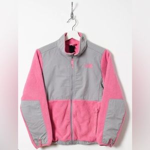 North Face Women Fleece Line Denali Jacket Pink Grey - 14/16 Large